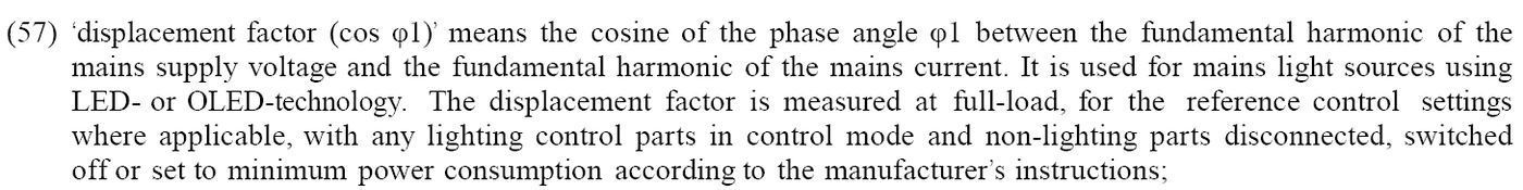 相移因数DF（相移因子Displacement Factor）定义说明图，ErP指令(EU)2019/2020第15页