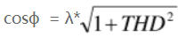 相移因子DF最终计算公式符号，cosϕ=λ×公式，相移因数DF计算方法，PM310H功率计测试DF